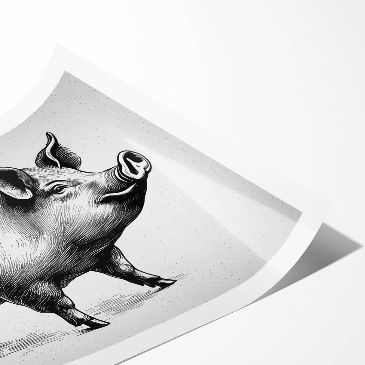 Colorful pig-themed wall art print featuring a whimsical design, showcasing vibrant colors and intricate details, perfect for animal lovers and home decor enthusiasts. This rolled print is ideal for adding a playful touch to any space.