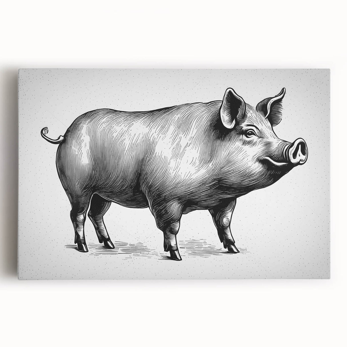 Colorful canvas wall art featuring a playful pig design, showcasing vibrant hues and whimsical details, perfect for adding charm to any room or nursery.