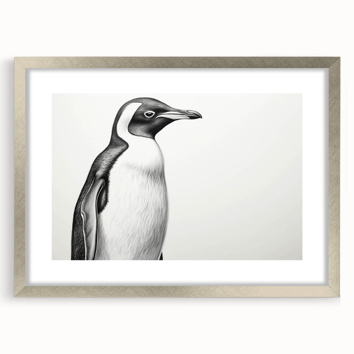 Framed penguin wall art collection featuring a stylish silver mat, perfect for animal lovers and home decor enthusiasts, showcasing vibrant colors and intricate details.