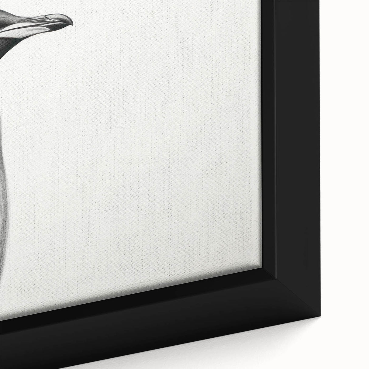 Close-up of a framed canvas featuring a vibrant penguin design from a wildlife art collection, showcasing detailed textures and colors that enhance home decor.