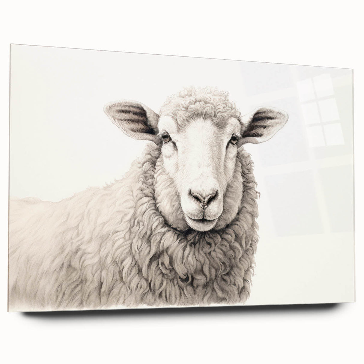 Acrylic glass wall art showcasing a side view of a sheep design from the 'Animals a Wild Life' collection, highlighting vibrant colors and intricate details, perfect for animal lovers and modern decor.