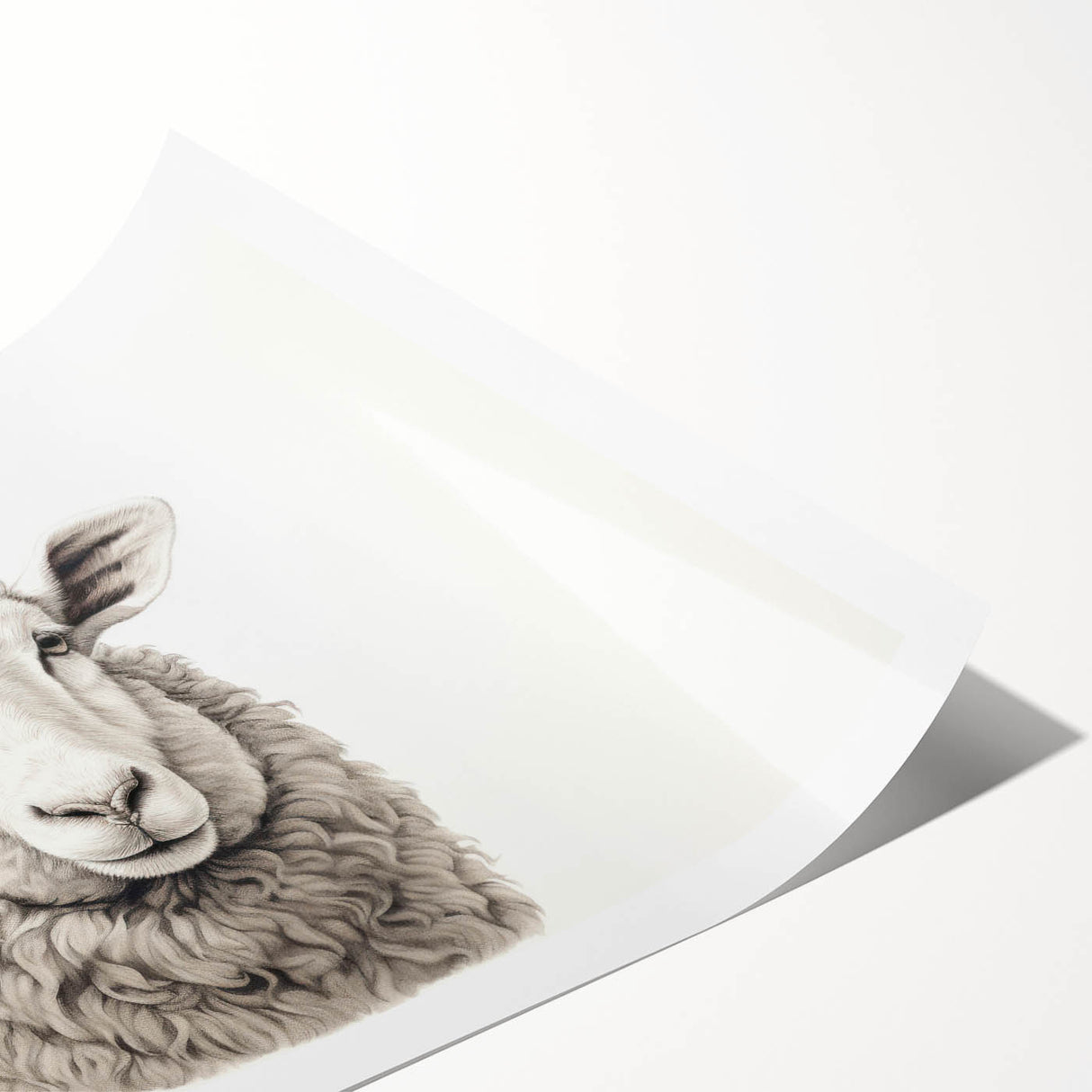 Rolled print showcasing vibrant sheep wall art design, featuring intricate details and lively colors, perfect for enhancing home decor or animal-themed spaces.