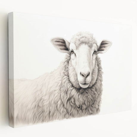 Stretched canvas wall art showcasing a detailed sheep design in a vibrant, colorful style, ideal for animal lovers and nature-themed decor.