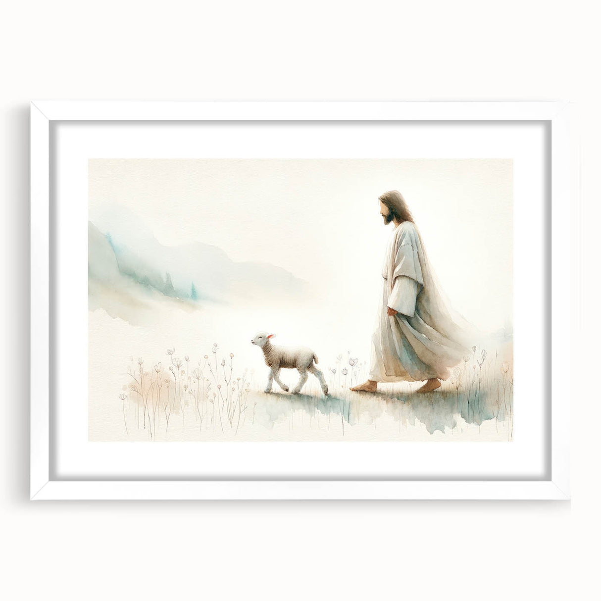 Framed wall art collection featuring a minimalist sheep design with a white mat, showcasing a modern aesthetic suitable for home decor in any room.