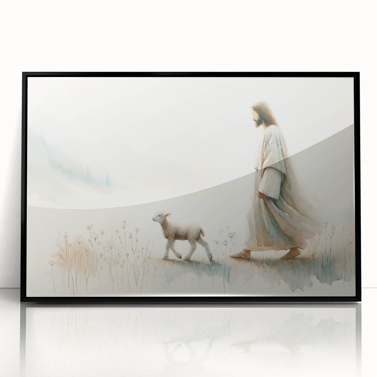 Framed wall art featuring a striking black acrylic design of a sheep, showcasing intricate details and textures, ideal for enhancing home decor with a touch of nature.