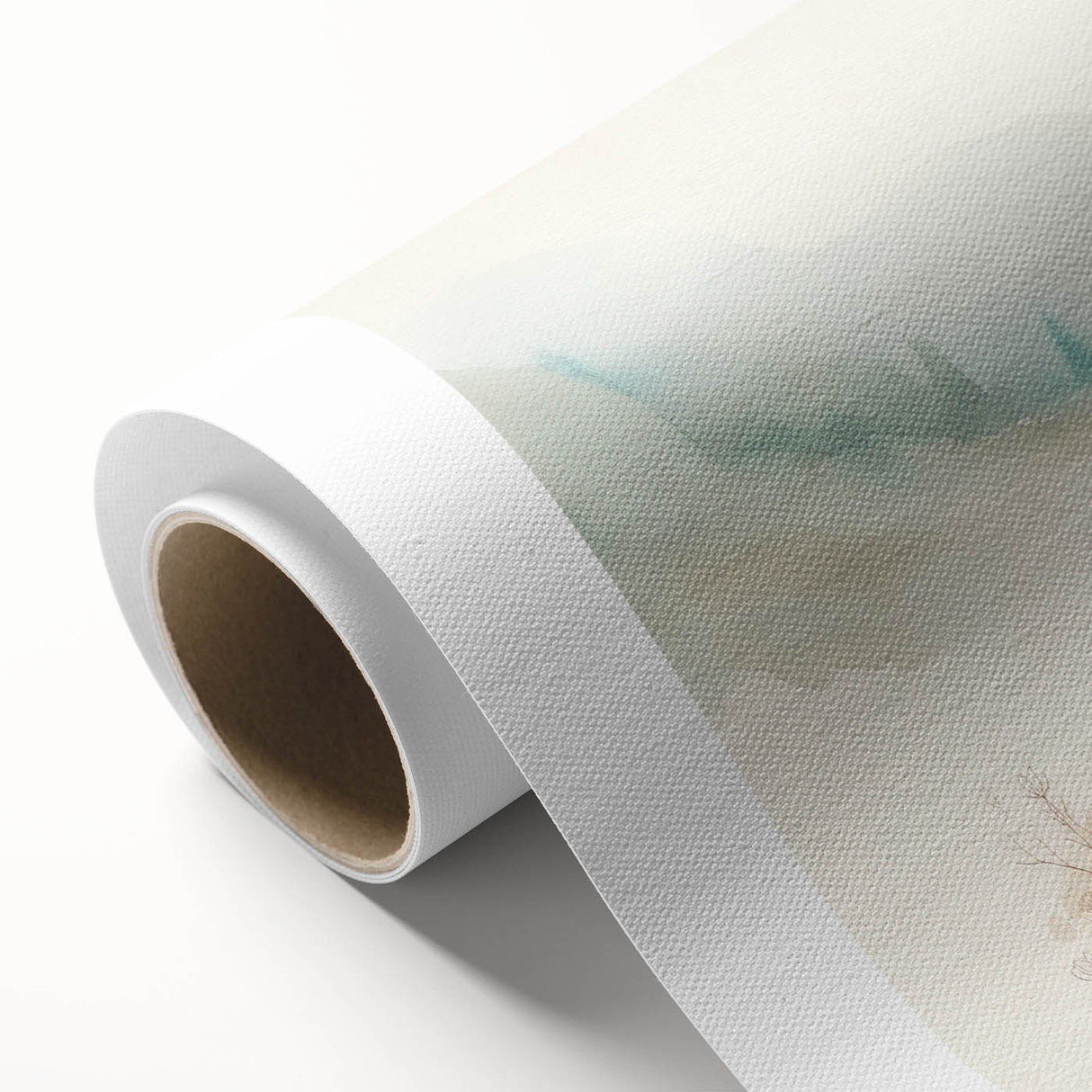 Rolled canvas artwork depicting a serene sheep design, showcasing intricate details and soft colors, perfect for nature-inspired decor. Packaged securely in a cardboard tube for easy transport.