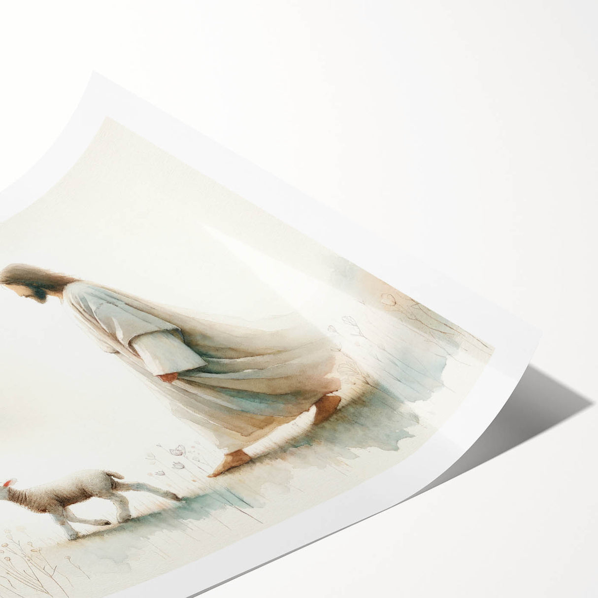 Rolled print of a whimsical sheep design, featuring soft colors and playful patterns, perfect for animal lovers and home decor enthusiasts. Ideal for nursery or children's room.