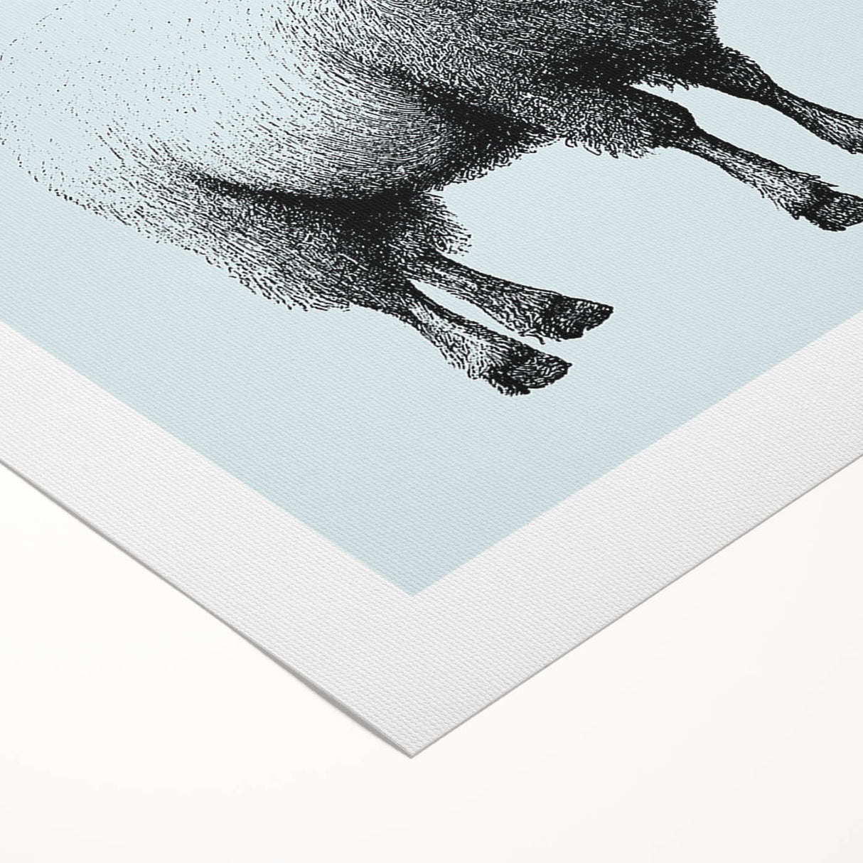 Rolled canvas artwork showcasing a serene sheep design in a natural setting, featuring soft colors and intricate details, perfect for enhancing home decor.