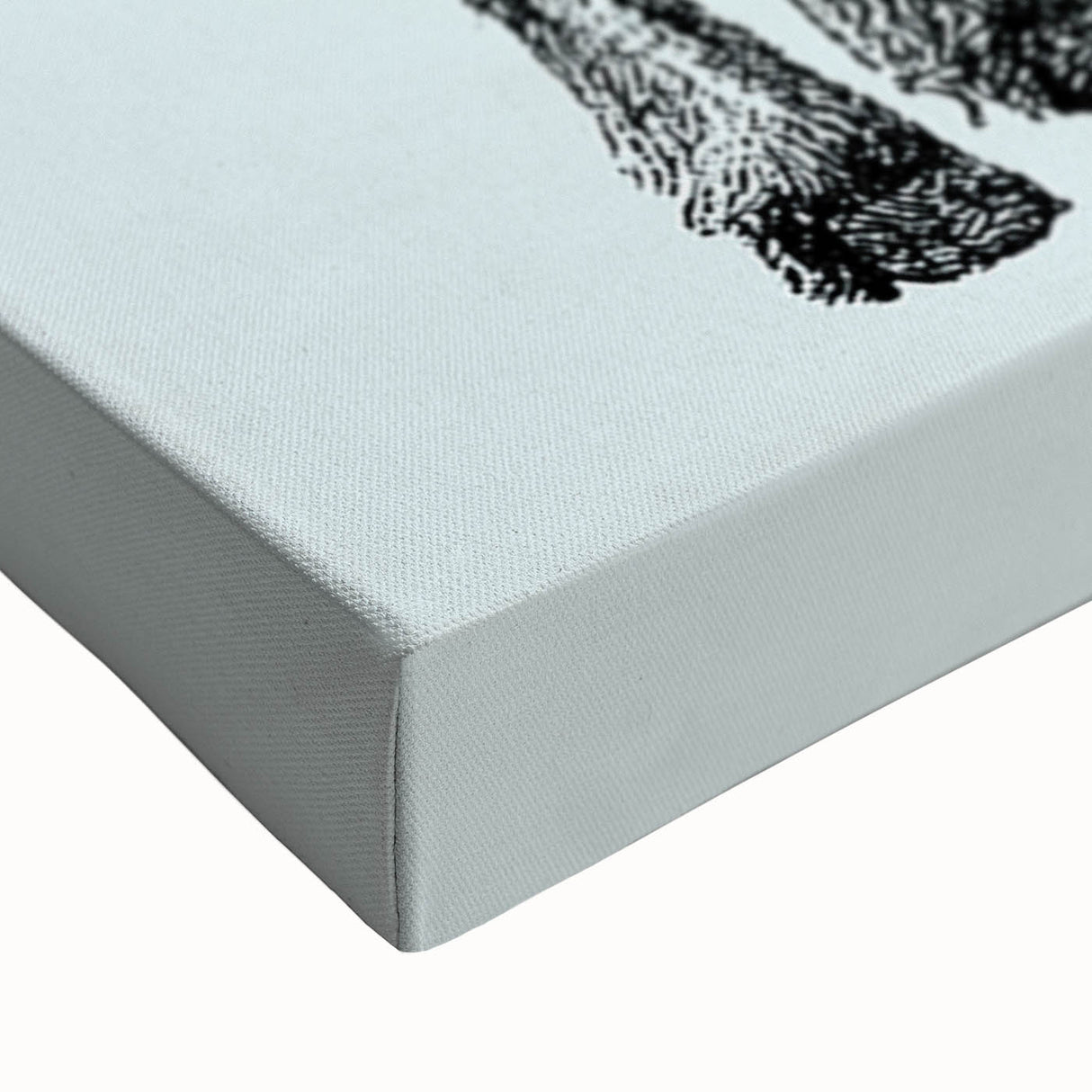 Close-up of a stretched canvas wall art piece showcasing a detailed sheep design, featuring soft white and gray tones, perfect for animal lovers and home décor.