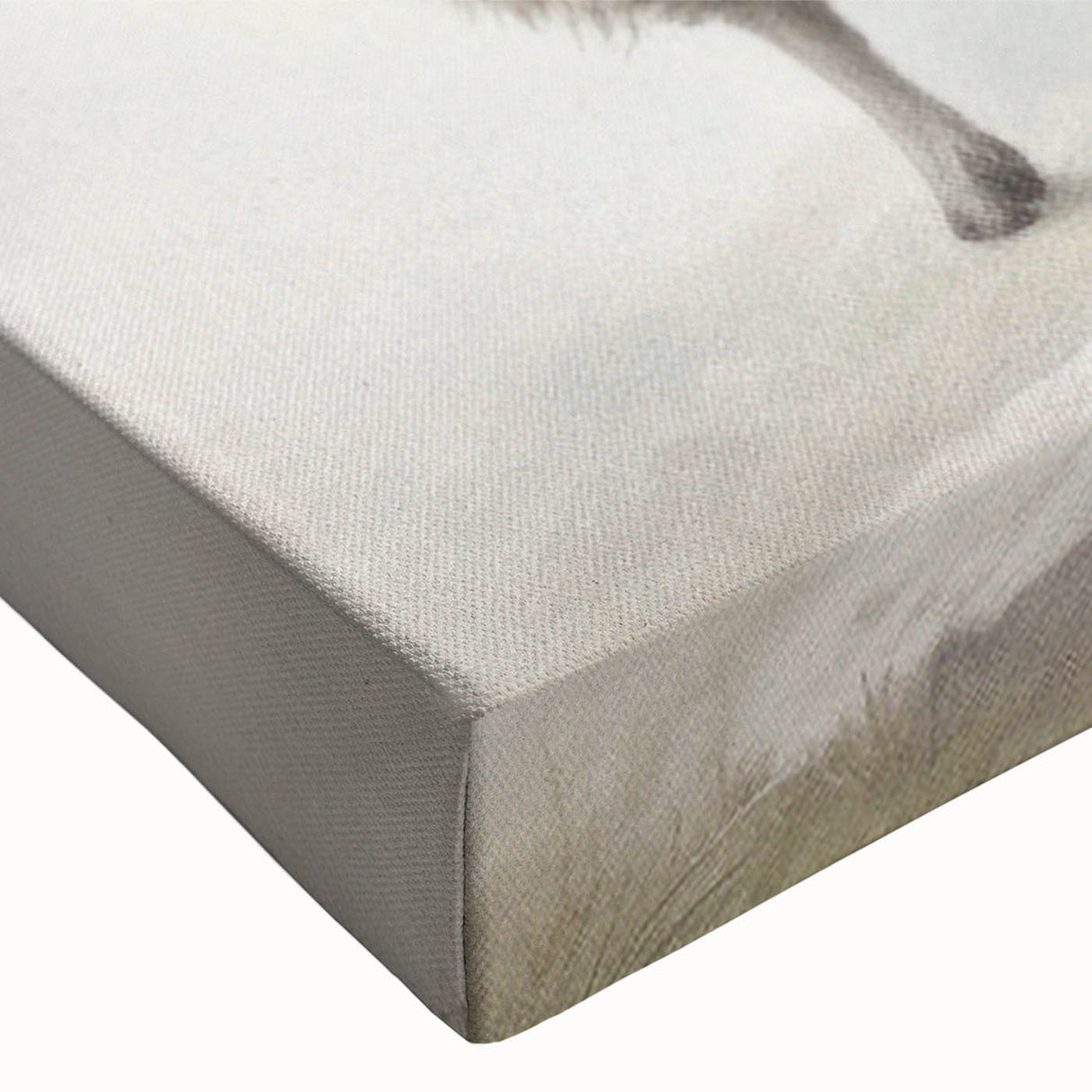 Close-up of a stretched canvas wall art featuring a serene sheep design, showcasing detailed textures and soft colors, perfect for enhancing rustic home decor.