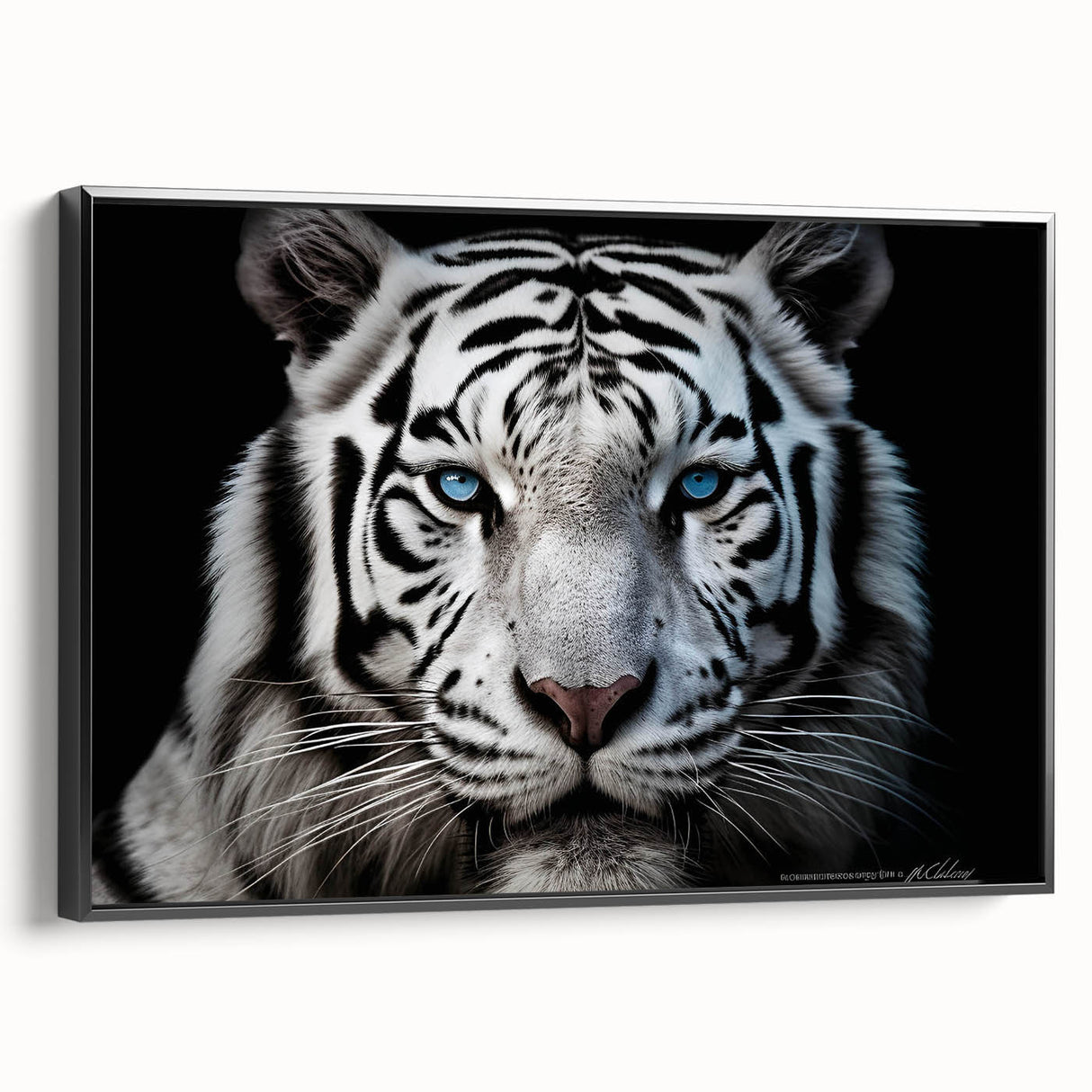 Framed wall art featuring a striking tiger design in vivid colors, showcasing the animal's fierce expression and intricate details, perfect for wildlife enthusiasts.