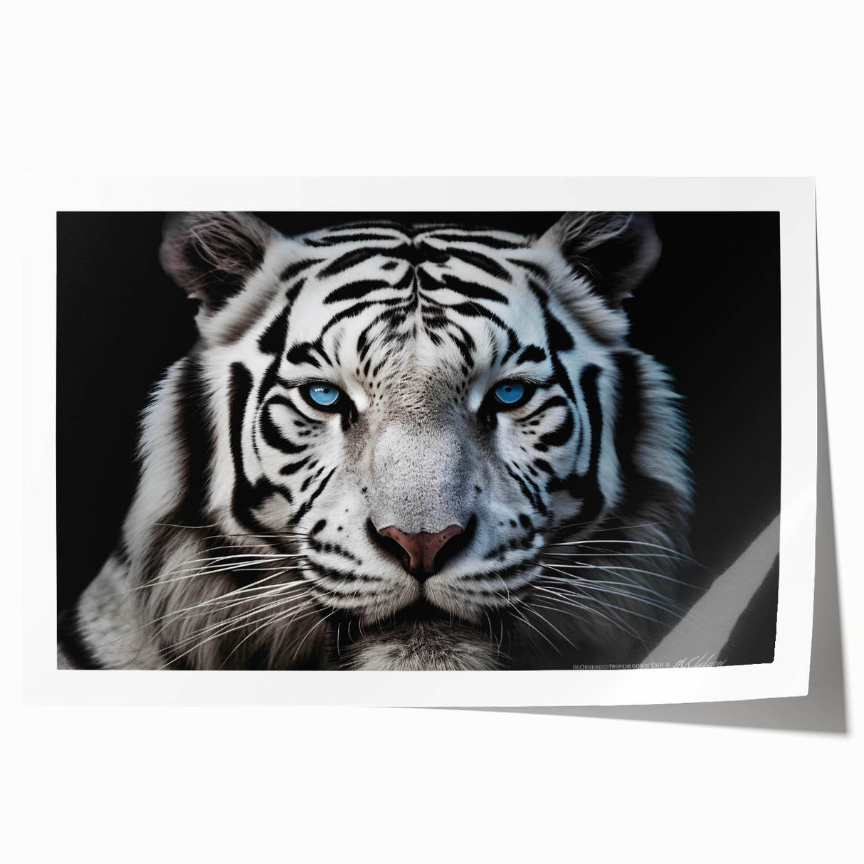 Vibrant wall art print featuring a majestic tiger in a wild landscape, showcasing intricate details and bold colors, perfect for animal lovers and home decor enthusiasts.