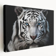 Stretched canvas wall art featuring a vibrant side view of a majestic tiger in a natural habitat, showcasing rich colors and intricate details, perfect for wildlife decor.
