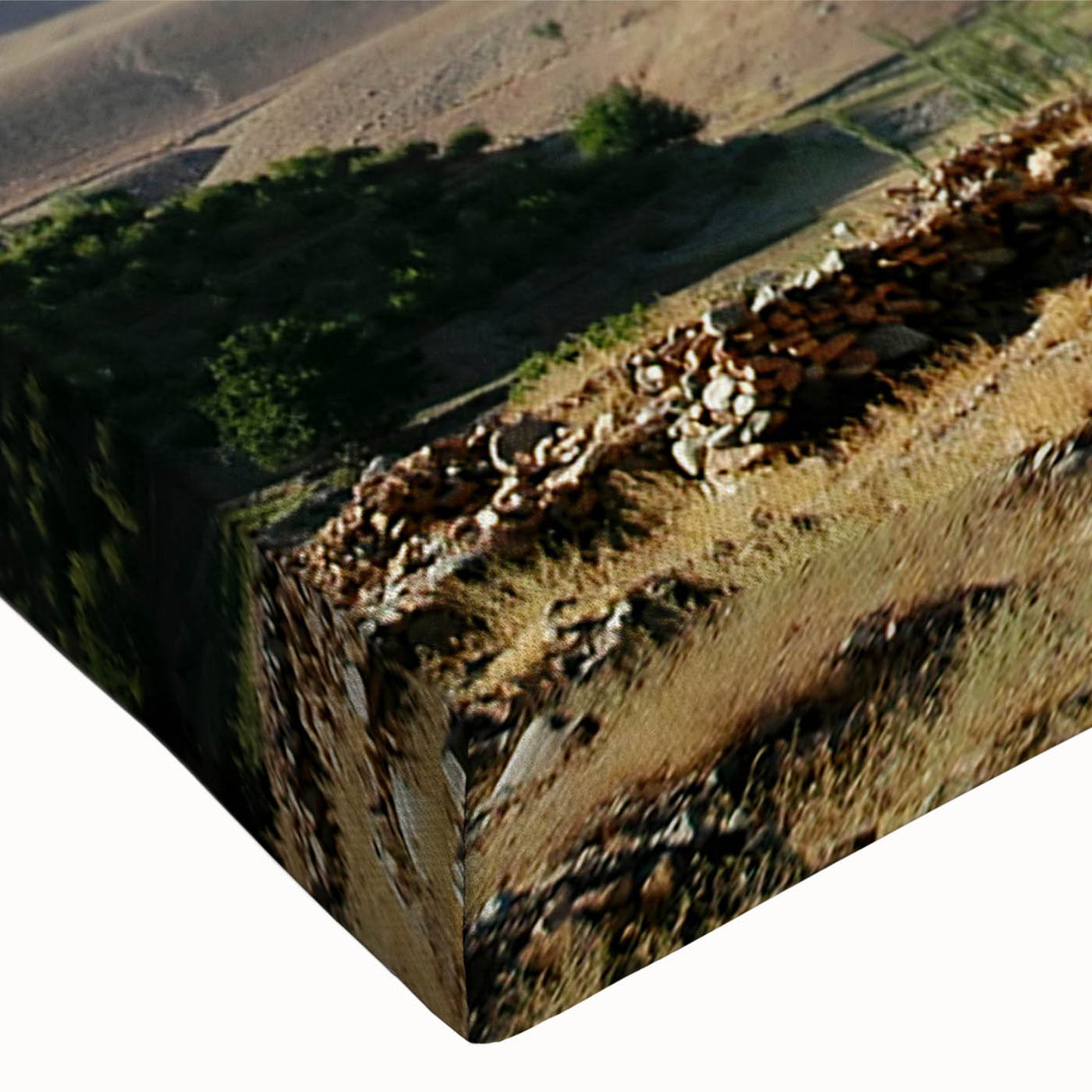 Black and white landscape art painting of ancient ruins on a large stretched canvas, suitable for bedroom wall decor.