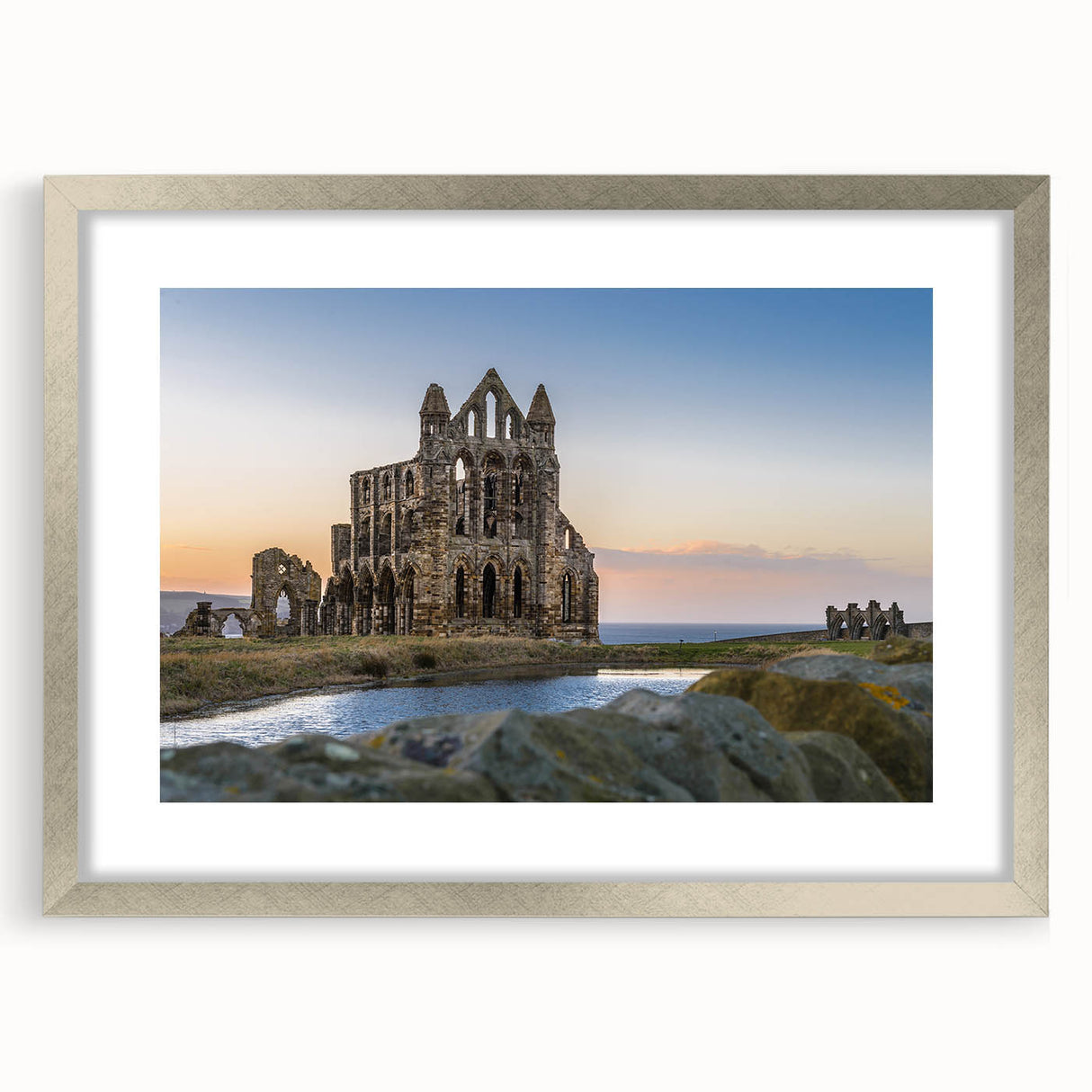 Textured art depicting ancient ruins in muted earth tones on a framed canvas, suitable for bedroom decor.