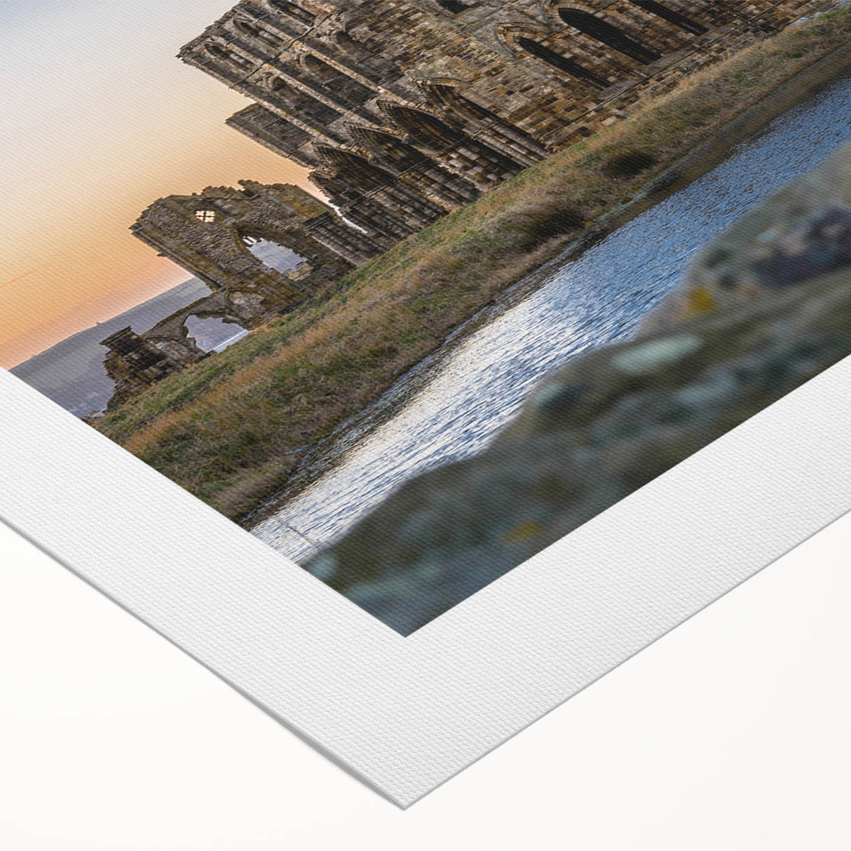 Art deco poster of ancient ruins in muted earth tones on rolled canvas, suitable for dining room or bathroom wall art.