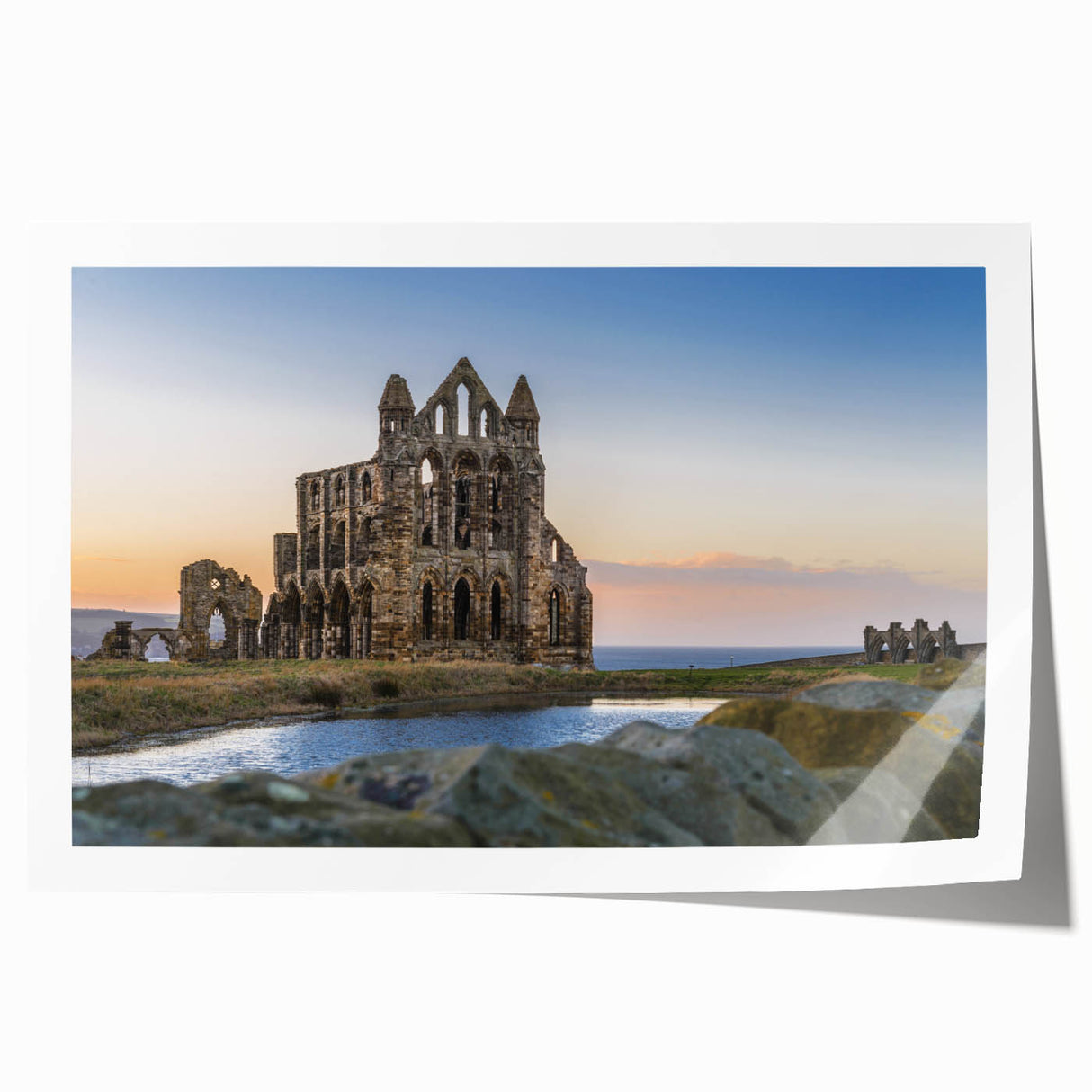 Extra large rolled print of ancient ruins in muted earth tones, ideal for art wall dining room or classy bathroom decor.