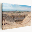 Ancient ruins depicted in muted earth tones on a large stretched canvas, suitable for kitchen wall art.