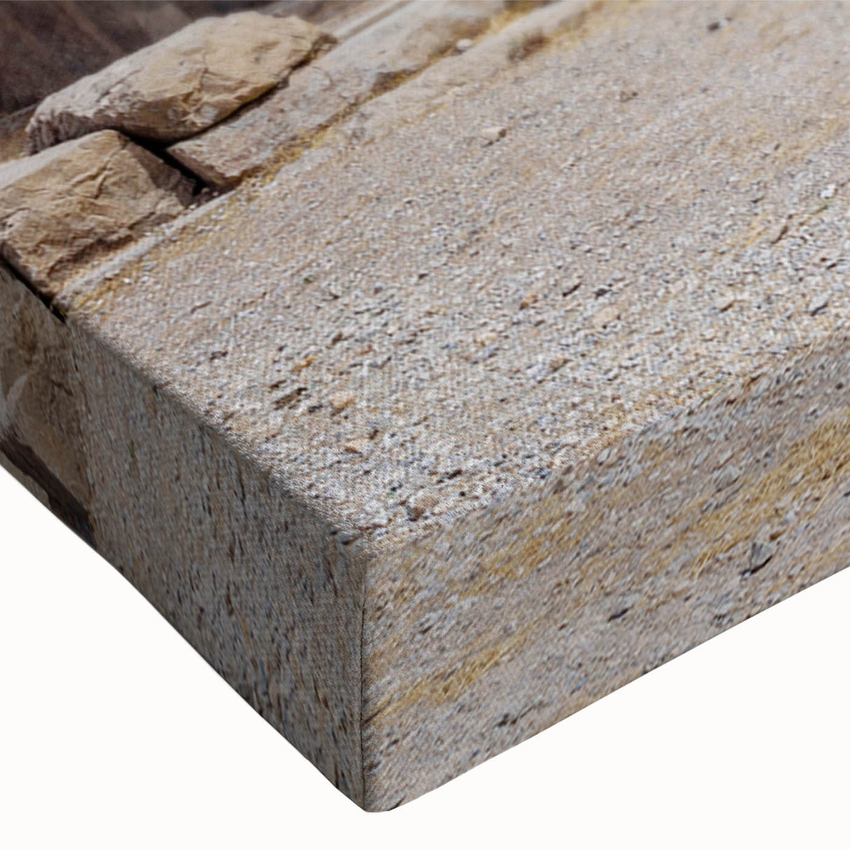 Black and white landscape art painting of ancient ruins on stretched canvas, ideal for bedroom decor.