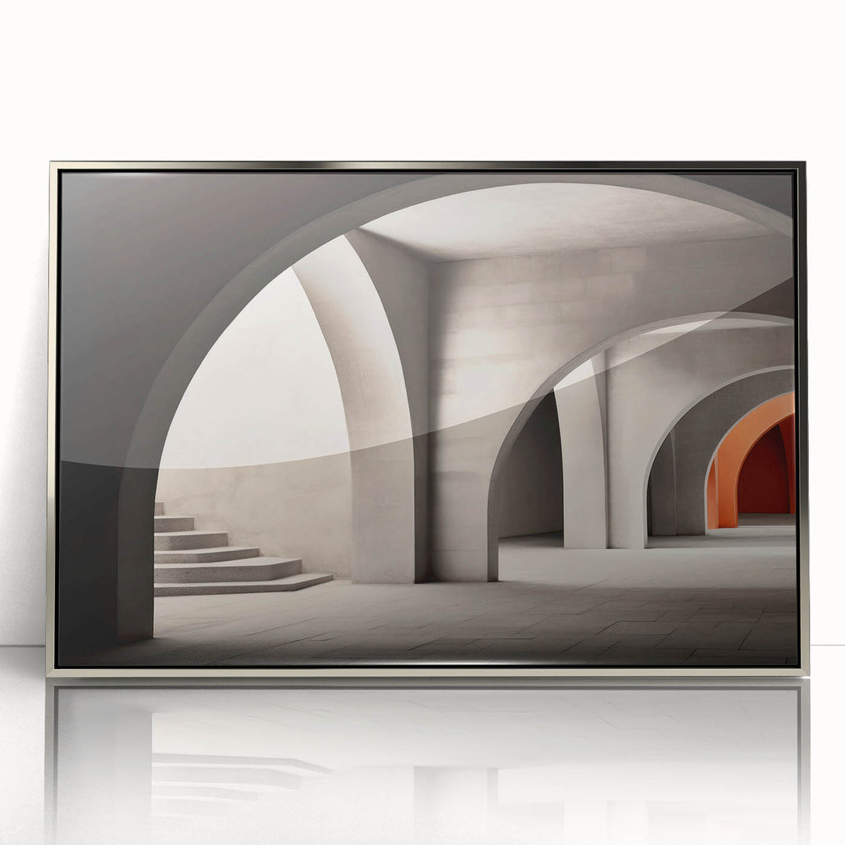 Art deco poster featuring silver arches on acrylic, ideal for modern nursery wall decor.