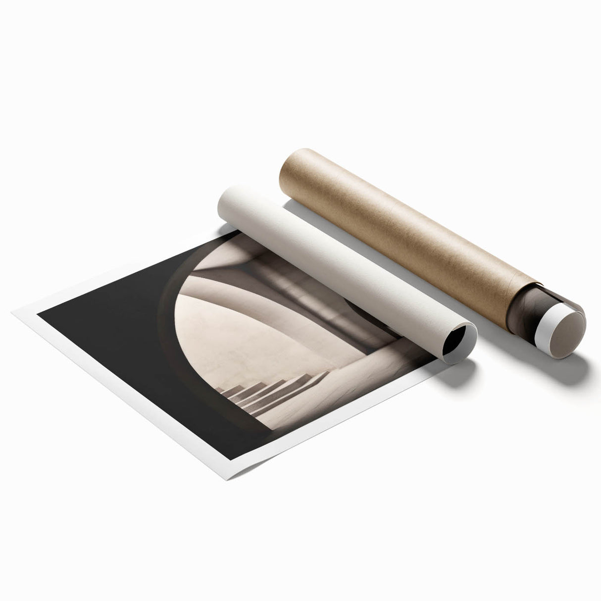 Rolled print of a large floral art depicting arches in muted earth tones, suitable for classy bathroom wall art.