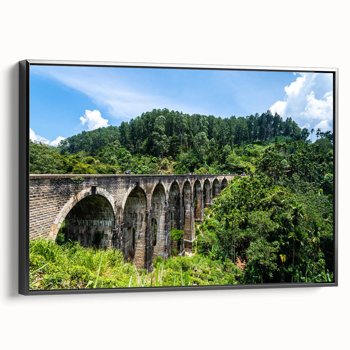 Black and white vintage poster art of architectural arches on framed canvas, suitable for bedroom wall decor.