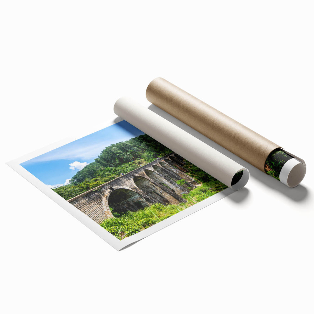 Extra large rolled print featuring a series of intricate floral arch designs in muted earth tones.