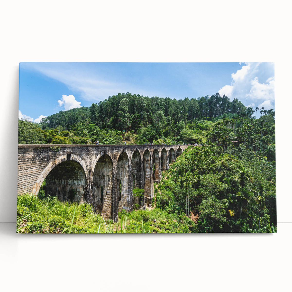 Black and white photo of architectural arches printed on stretched canvas, suitable as large kitchen art.