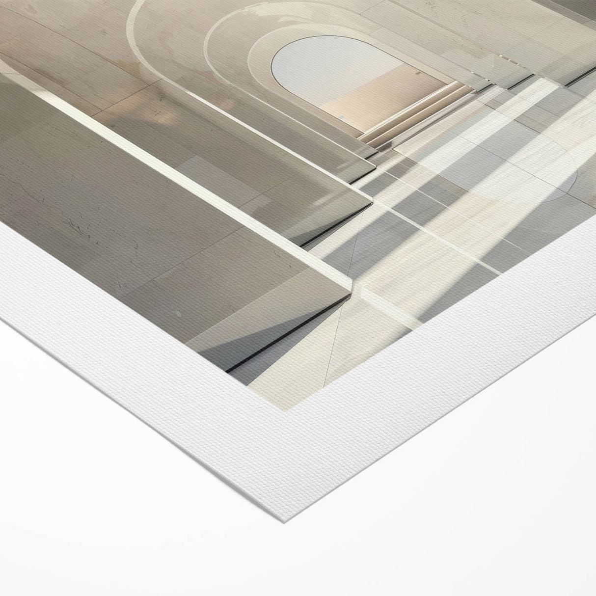 Art deco poster featuring symmetrical arches in monochrome shades on rolled canvas, suitable for dining room wall art.