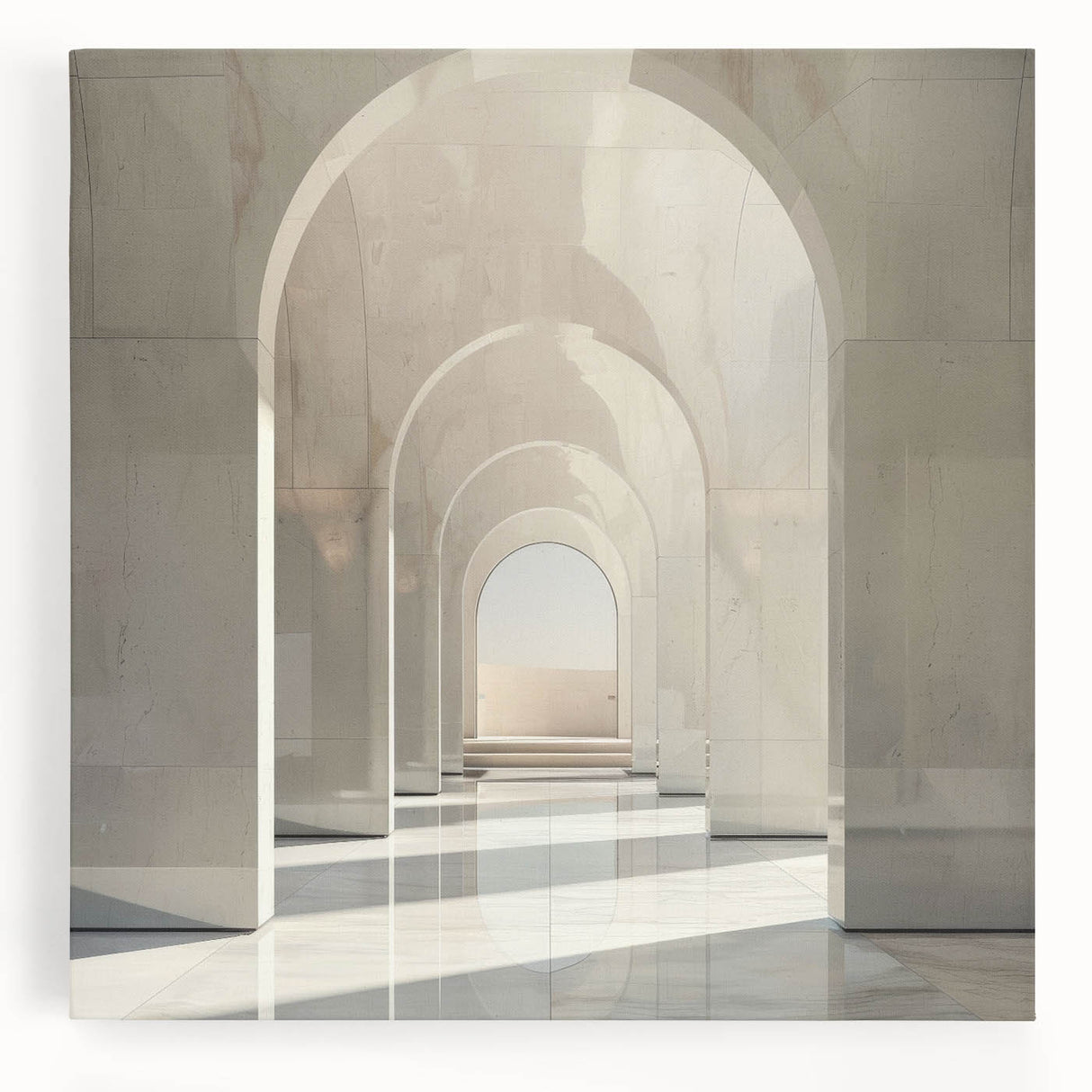 Black and white photo of architectural arches on a large stretched canvas, ideal for kitchen or bedroom wall art.