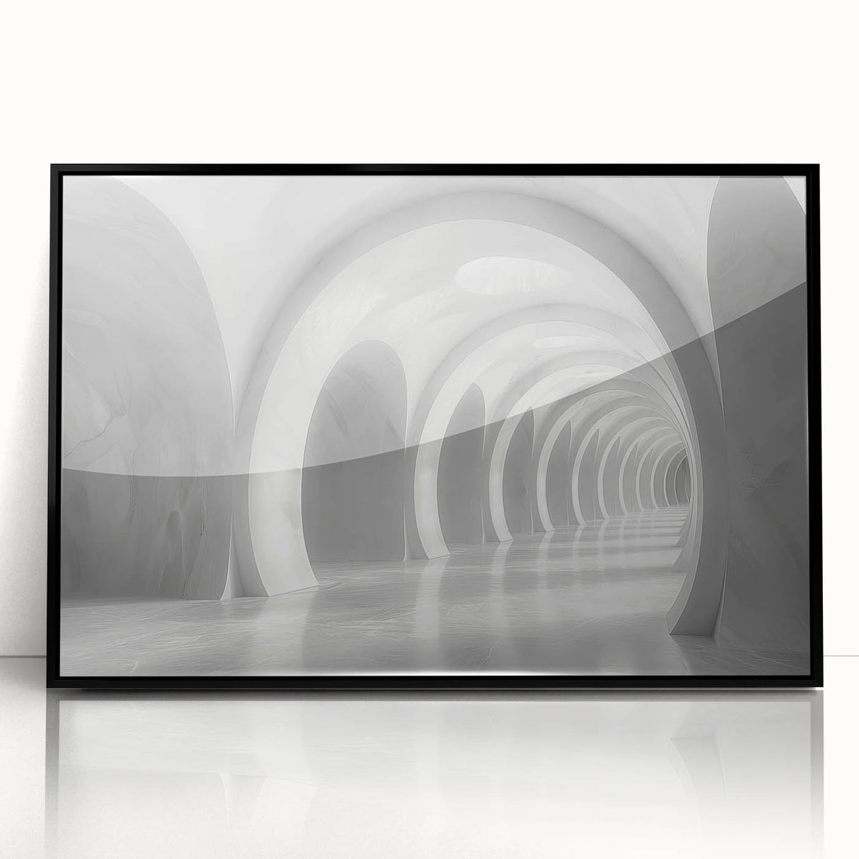 Large abstract wall art featuring arches in black and white tones on a framed acrylic, ideal for modern art wall decor.