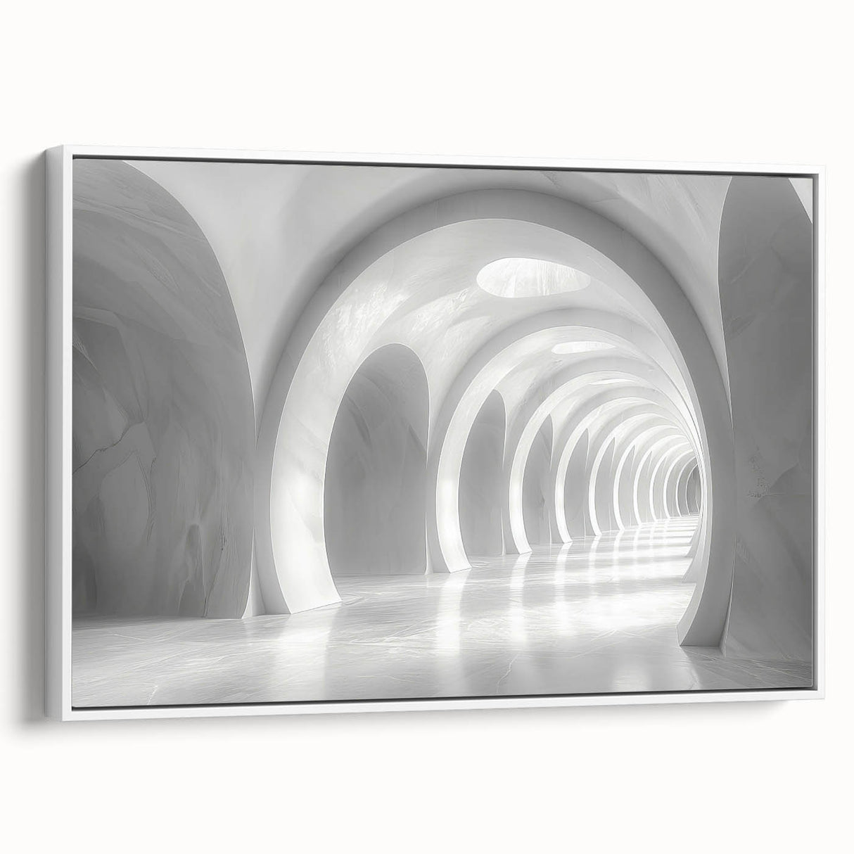 Framed canvas of a vintage-style landscape painting featuring colorful arches, ideal for adding character to a living room.