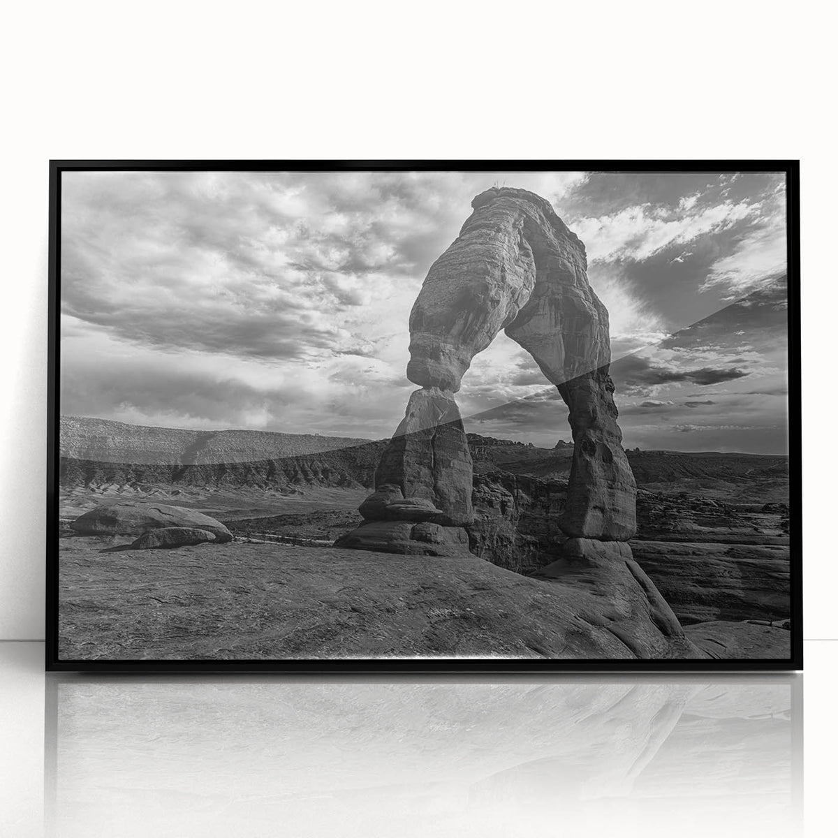 Large abstract wall art featuring black and white arch designs on a framed acrylic, ideal for modern art wall decor.