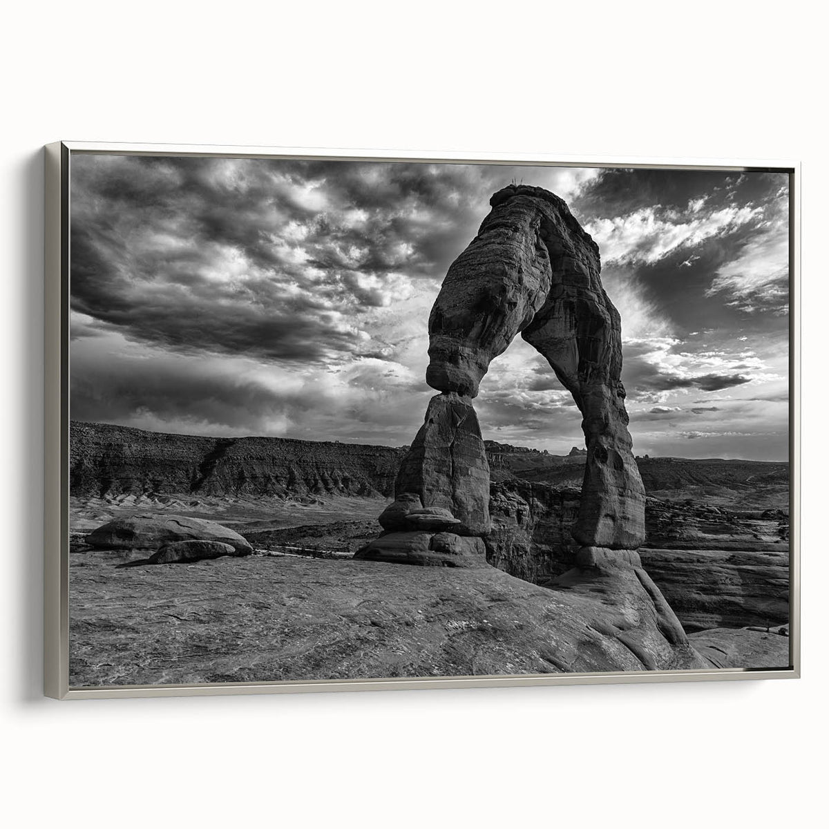 Vintage poster art of colorful arches on a framed canvas, ideal for extra large living room wall decor.