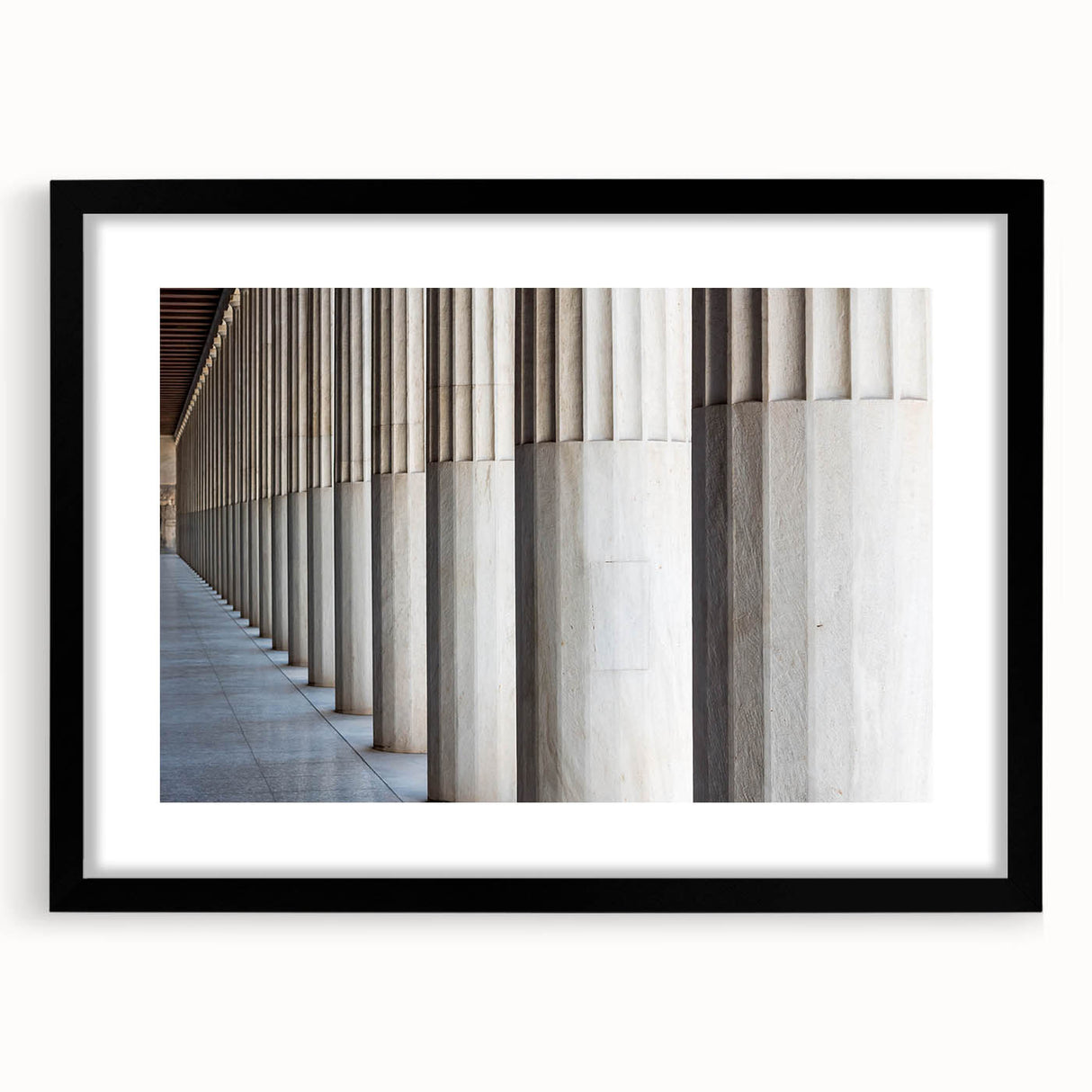 Extra large abstract art print featuring colorful, textured columns, framed in black, ideal for living room decor.
