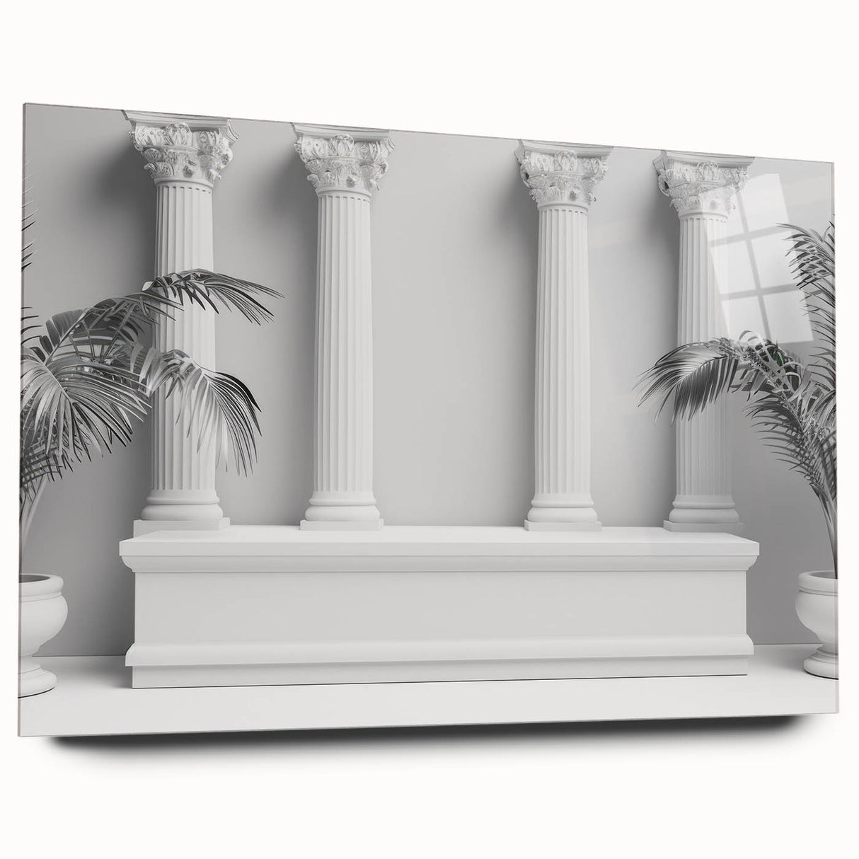 Acrylic print of large abstract wall art featuring monochrome columns, ideal for bedroom or dining room decor.