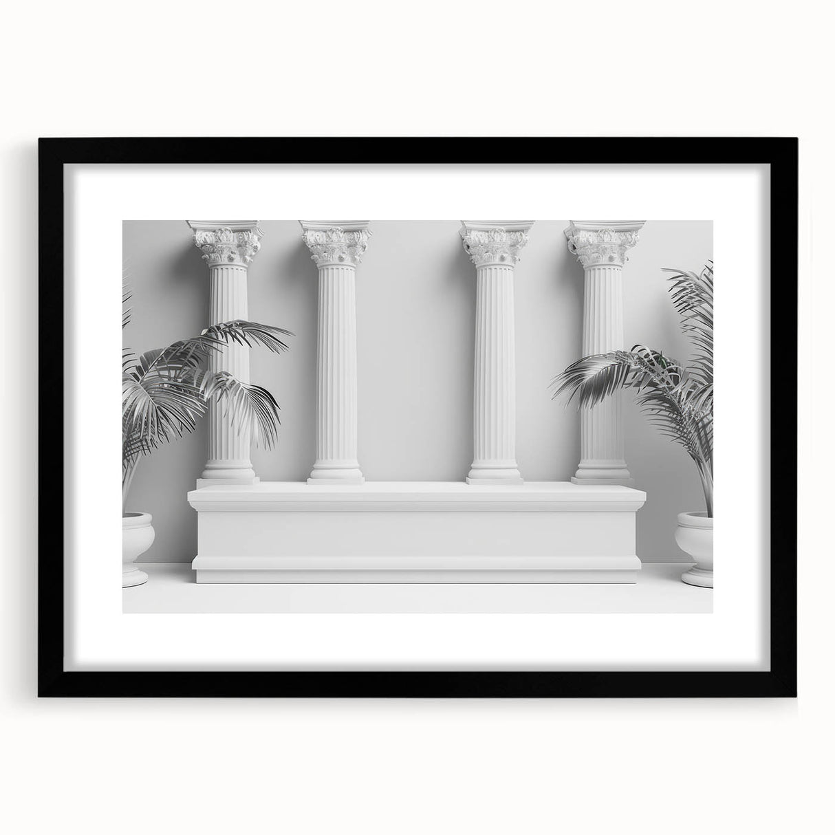 Extra large abstract art print featuring colorful, textured columns, on a black framed canvas, ideal for living room decor.