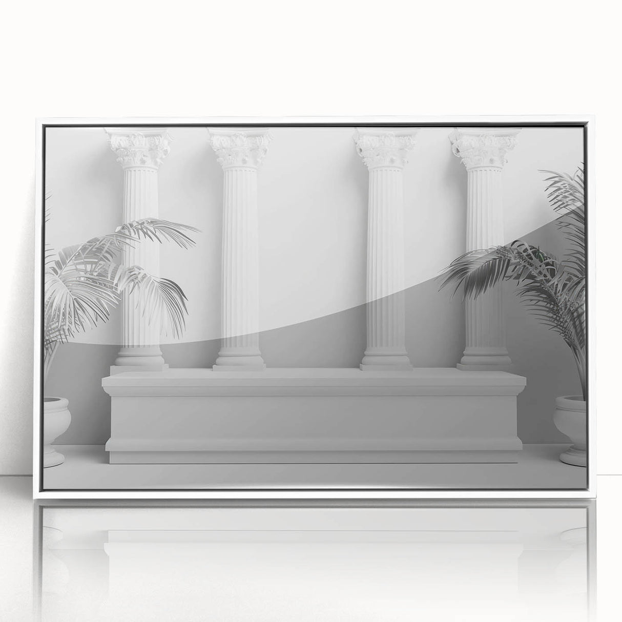 Art deco poster featuring geometric patterns and neutral tones on a framed acrylic, suitable for modern nursery decor.