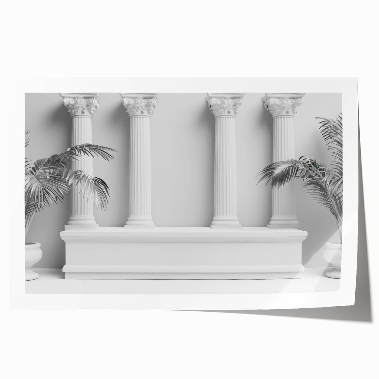 Extra large rolled print of classical columns in greyscale, ideal for art wall dining room or classy bathroom decor.