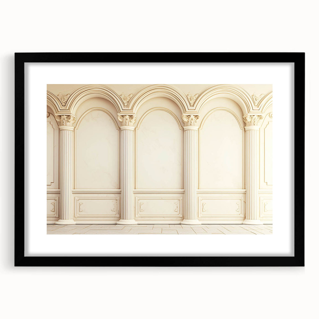 Extra large abstract art print featuring colorful textured columns, framed in black, ideal for living room decor.