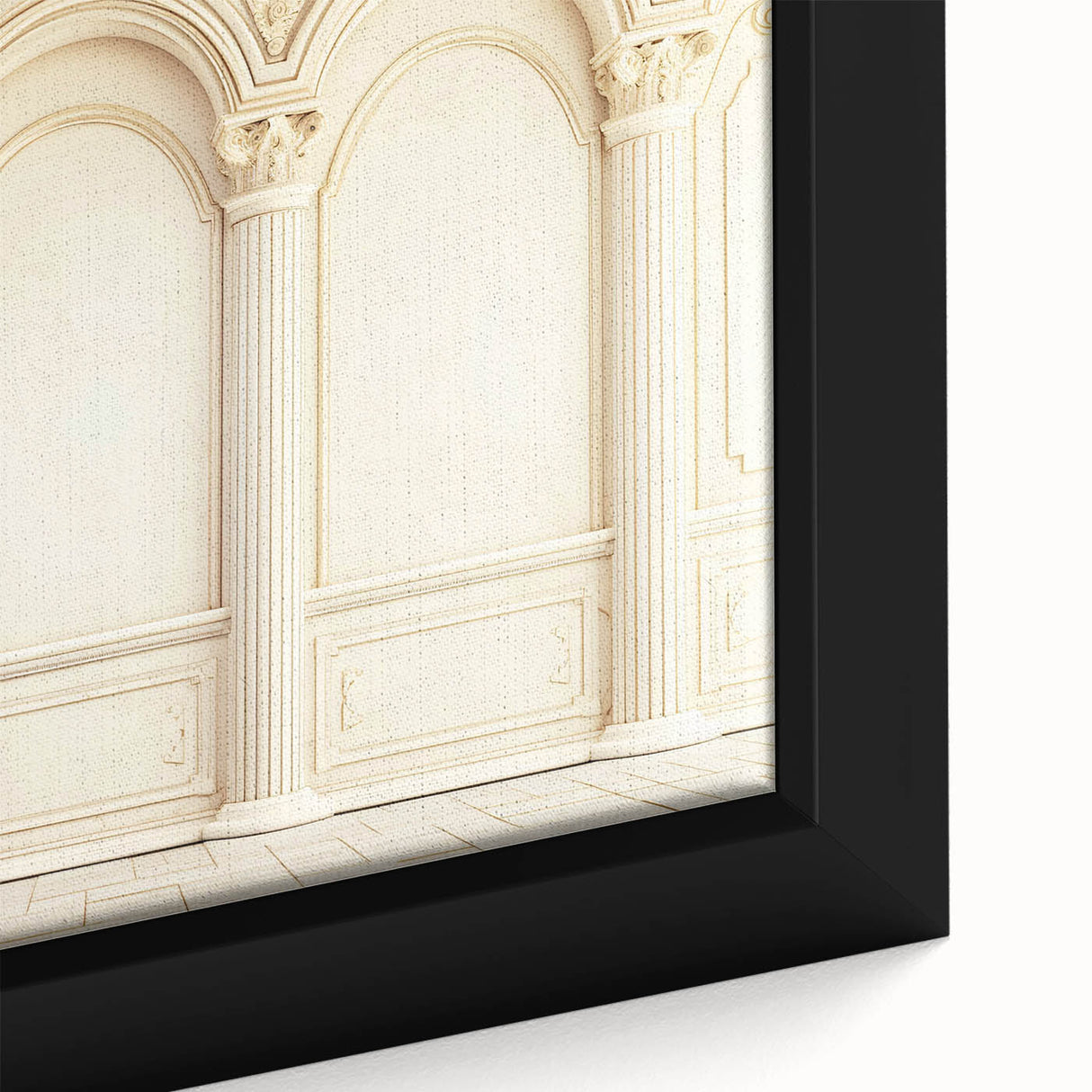 Extra large framed canvas featuring black textured columns with colorful abstract designs, ideal for living room decor.