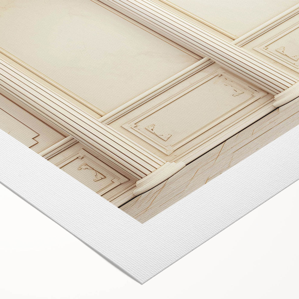 Art deco poster featuring detailed architecture columns in monochrome, ideal for dining room wall art.