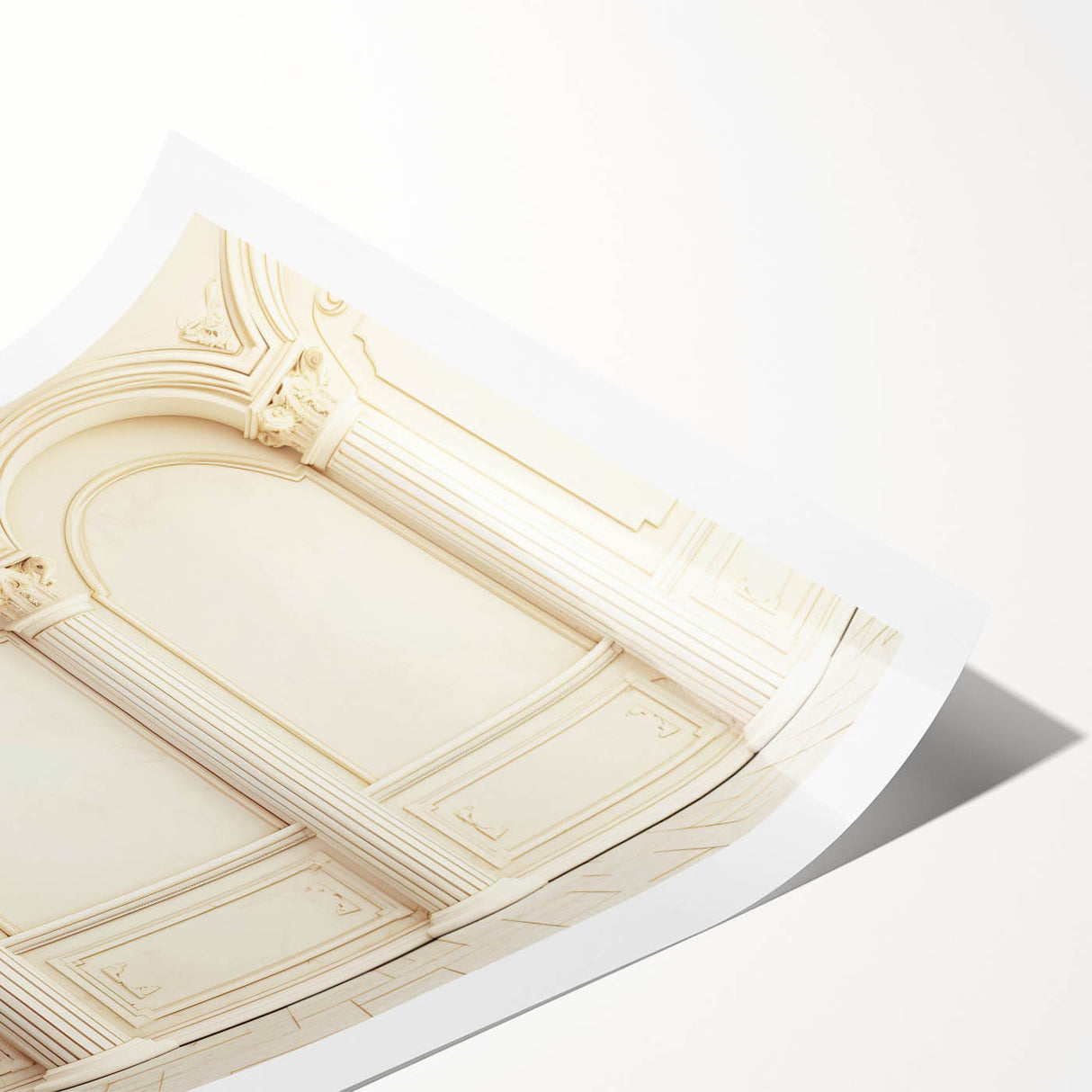 Extra large wall art featuring line art flowers on a rolled print, using muted earth tones.