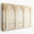 Large art print of classical architecture columns in muted beige tones on stretched canvas, suitable for kitchen wall decor.