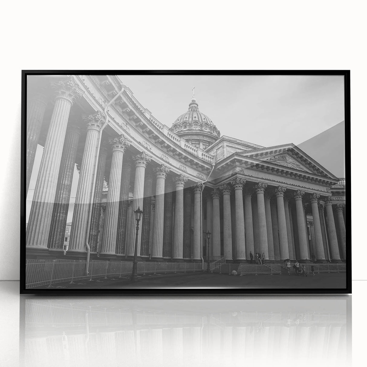 Large abstract wall art featuring black and white mid-century modernist columns on acrylic, suited for modern decor.