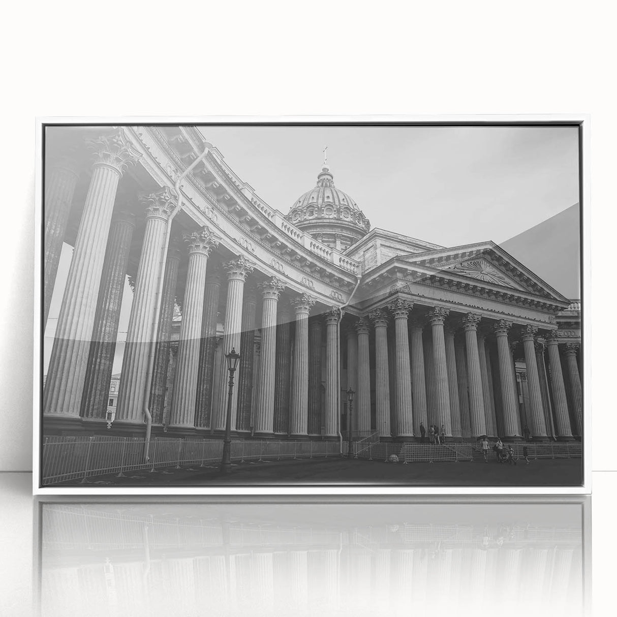 Art deco poster featuring white architectural columns on a framed acrylic, suitable for modern art wall decor in a nursery.