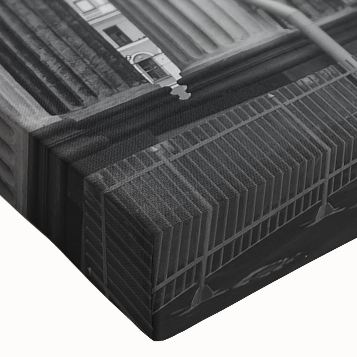 Black and white photo of classical columns on a large canvas, ideal for bedroom wall art.