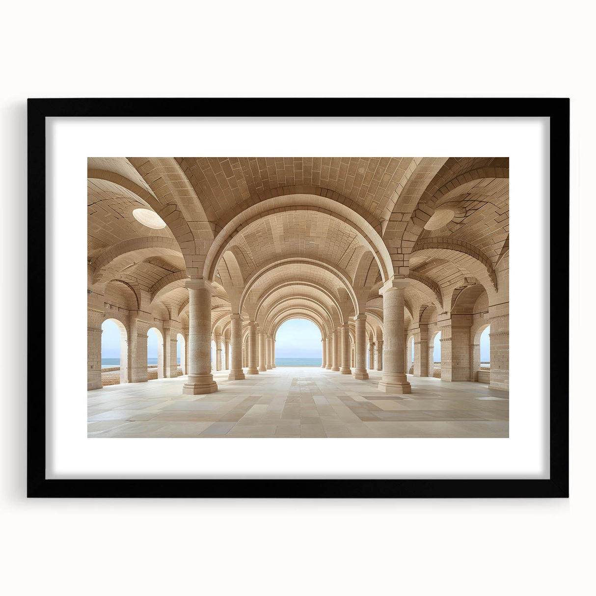 Extra large abstract art print featuring colorful, textured columns on a black framed canvas, ideal for living room decor.