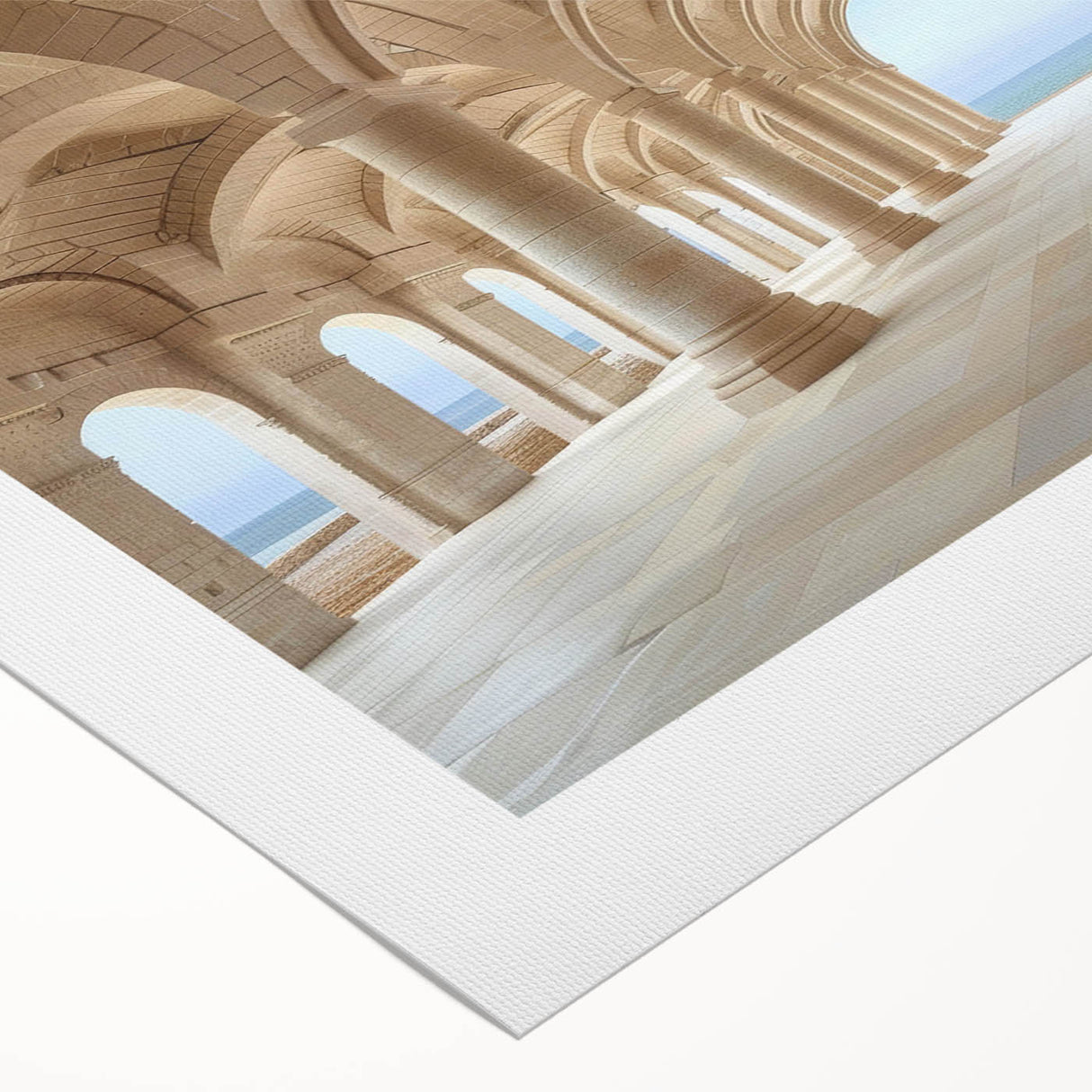 Art Deco poster featuring symmetrical column designs in monochrome, printed on rolled canvas, suited for dining room walls.