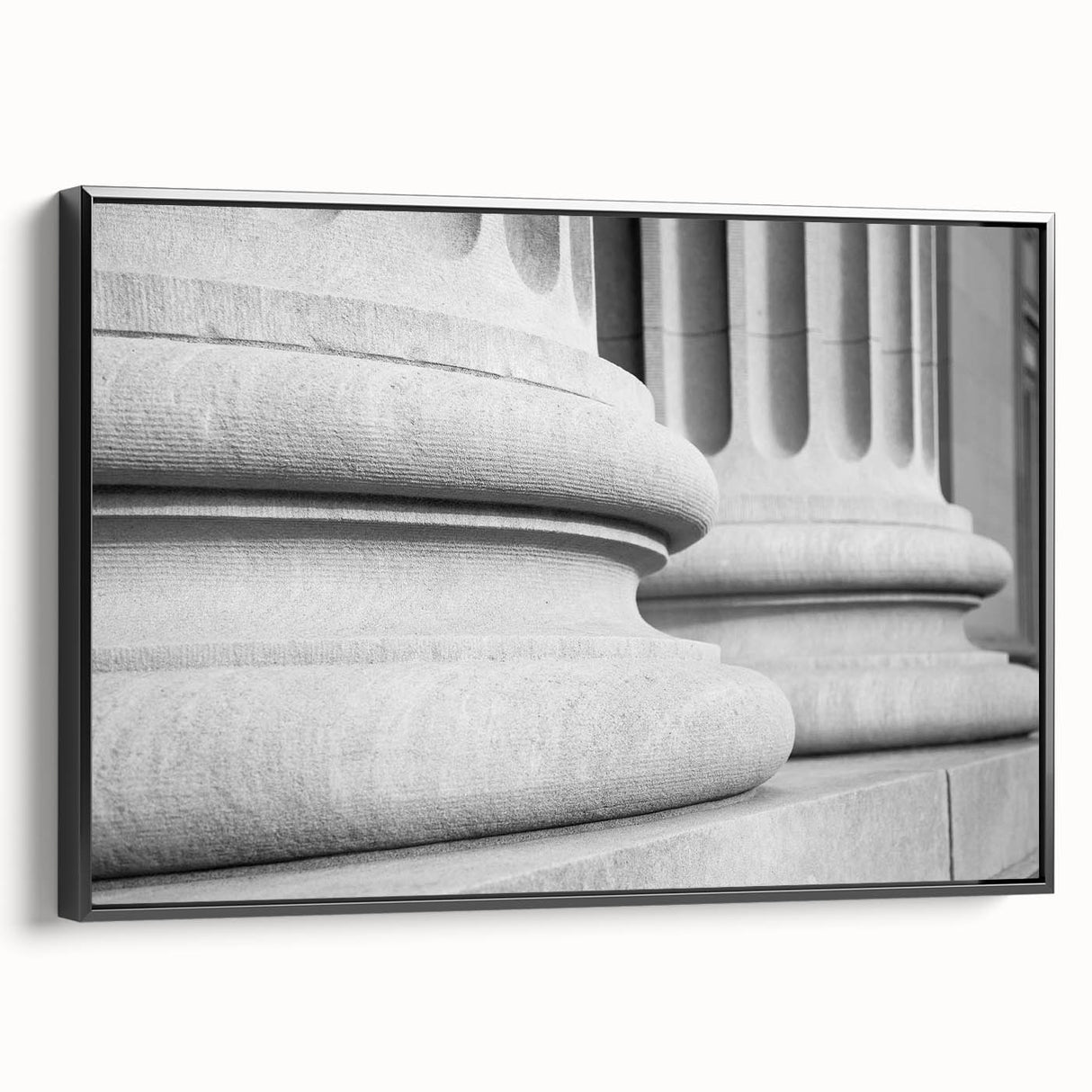 Black and white framed canvas featuring a vintage poster art design of classical architecture columns.